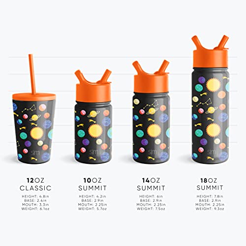 Simple Modern Kids Water Bottle with Straw Lid | Insulated Stainless Steel Reusable Tumbler for Toddlers, Girls, Boys | Summit Collection | 14oz, Typhoon Geode