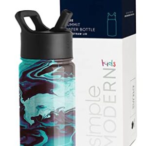 Simple Modern Kids Water Bottle with Straw Lid | Insulated Stainless Steel Reusable Tumbler for Toddlers, Girls, Boys | Summit Collection | 14oz, Typhoon Geode