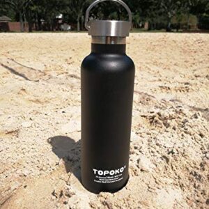 TOPOKO 25 oz Stainless Steel Vacuum Insulated Water Bottle, Keeps Drink Cold up to 24 Hours & Hot up to 12 Hours, Leak Proof and Sweat Proof. Large Capacity Sports Bottle Wide Mouth Metal Lid (Black)