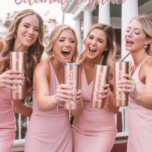 Onebttl Bridesmaid Gifts, Insulated Stainless Steel Tumblers with Lids and Straws, Maid of Honor Proposal Gifts, Bride Tribe, Bridal Party Gifts, 20 oz, Rose gold - Maid of Honor