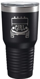 ie laserware girls trucker offroading | black 30 ounce travel tumbler | stainless steel vacuum insulated | laser engraved design on powder coated exterior for years of enjoyment