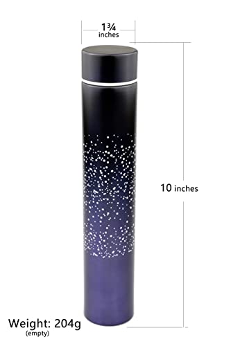 Insulated Water Bottle, Coffee Thermos Mug, Double Wall Vacuum Insulation, Fashionable Style Skinny Mini Slim Stainless Steel Water Bottle, 8.5 Oz (Starry Purple 8.5 Oz)