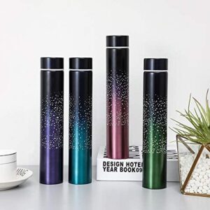 Insulated Water Bottle, Coffee Thermos Mug, Double Wall Vacuum Insulation, Fashionable Style Skinny Mini Slim Stainless Steel Water Bottle, 8.5 Oz (Starry Purple 8.5 Oz)