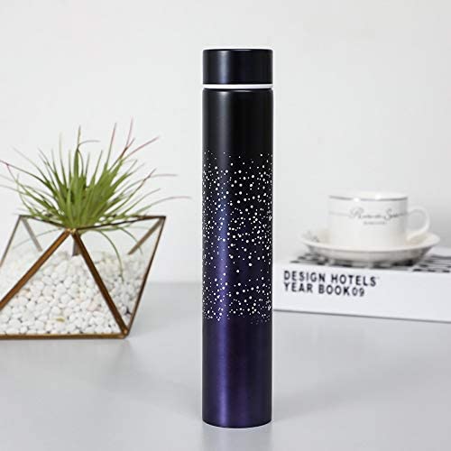 Insulated Water Bottle, Coffee Thermos Mug, Double Wall Vacuum Insulation, Fashionable Style Skinny Mini Slim Stainless Steel Water Bottle, 8.5 Oz (Starry Purple 8.5 Oz)