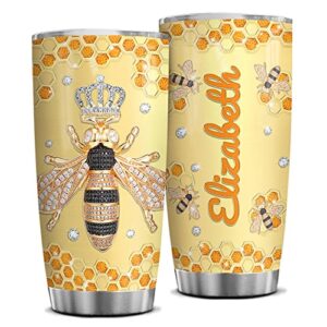 wassmin bee tumbler personalized pink bee gifts for women girls jewelry drawing style stainless steel tumblers custom name coffee travel mug 20oz 30oz birthday christmas presents