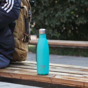 SIMPLE FLASK Stainless Steel Water Bottle, 17oz, 25oz, Vacuum Insulated, Leak-Proof, BPA-Free, No Sweating, Keeps Cold for 24 Hrs, Hot for 12 Hrs, Modern Tumbler Hydro Metal Mug (Teal, 17 oz)