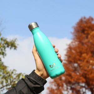 SIMPLE FLASK Stainless Steel Water Bottle, 17oz, 25oz, Vacuum Insulated, Leak-Proof, BPA-Free, No Sweating, Keeps Cold for 24 Hrs, Hot for 12 Hrs, Modern Tumbler Hydro Metal Mug (Teal, 17 oz)