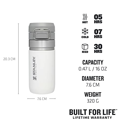 Stanley Quick Flip Stainless Steel Water Bottle .47L / 16OZ Polar – Leakproof Metal Water Bottle Kids - Push Button Locking Lid - BPA-Free Kids Thermos Water Bottle - Dishwasher Safe