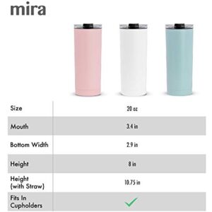 MIRA 20 oz Stainless Steel Vacuum Insulated Tumbler with Tritan Flip Lid - Double Walled Thermos Mug for Hot or Cold Drinks - Reusable Travel Cup - Taffy Pink