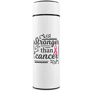 cancer gift, breast cancer survivor gifts for women 16oz bottle with tea strainer, insulated stainless steel, coffee mug, white, cancer awareness, cancer survivor, bloomly