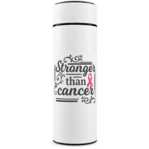 Cancer Gift, Breast Cancer Survivor Gifts for Women 16oz Bottle With Tea Strainer, Insulated Stainless Steel, Coffee Mug, White, Cancer Awareness, Cancer Survivor, Bloomly