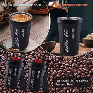 AIWENXIE Coffee Tumbler, Vacuum Insulated Coffee Travel Mug Spill Proof With Leakproof Lid,14 OZ Stainless Steel Water Bottles,For Keep Hot/Ice Coffee,Tea and Beer(black)