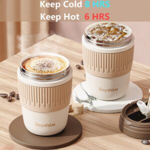 MIUGO Coffee Mug Travel Tumbler with Lid and Straw Reusable Thermos 15oz Vacuum Insulated Stainless Steel Cup 450ml Two Ways to Drink