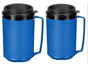 two 12 oz insulated coffee mugs like the classic aladdin mugs by thermo serv (blue)