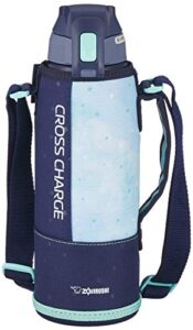 zojirushi sd-fb10-ag water bottle, direct drinking, sports type, stainless steel cool bottle, 0.3 gal (1.0 l), navy mint