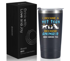 onebttl vet tech gifts, appreciation gifts for veterinary technologists on christmas, birthday and end of year, 20 oz stainless steel insulated tumbler - heroes