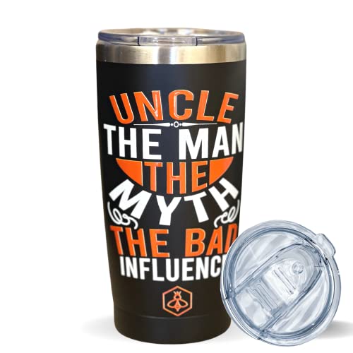 Biddlebee Uncle Gifts Funny Uncle Travel Coffee Mug Tumbler w/Slider Lid | Best Uncle Gifts | Uncle Birthday Gifts | Gift Ideas for Fathers Day, Birthday, or Christmas from Niece or Nephew