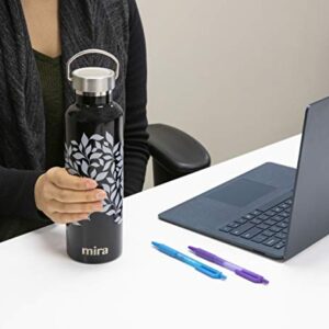 MIRA Alpine Stainless Steel Vacuum Insulated Water Bottle with 2 Lids, Sports Thermos Flask Keeps Cold 24 Hours, Hot 12 Hours, Reusable Hydro Bottle - 25 oz (750 ml) Jasmine Leaves