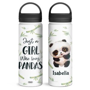 winorax personalized panda water bottle just a girl who loves pandas sport bottles insulated stainless steel 12oz 18oz 32oz travel cups gifts for panda lovers birthday christmas back to school