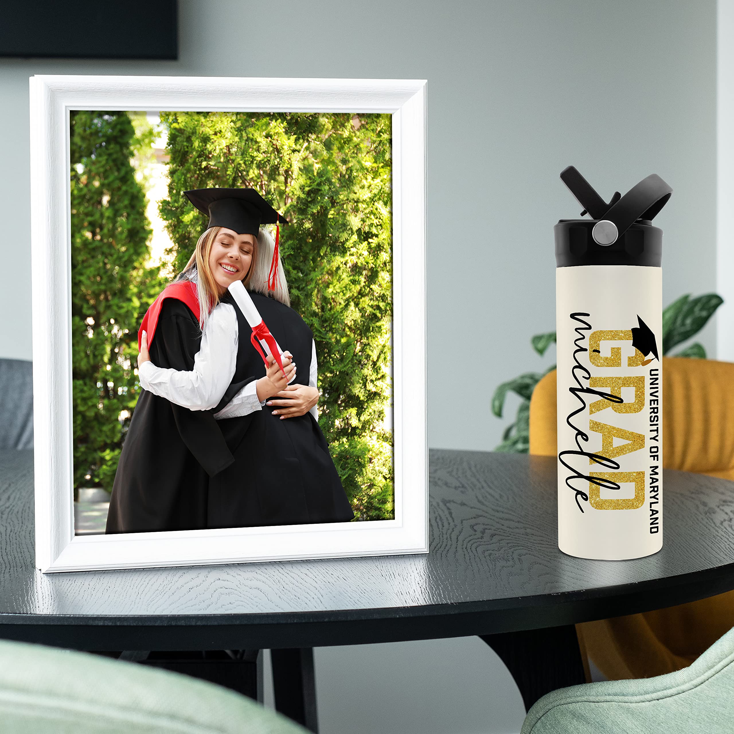 Graduation Gifts for Her, Personalized Graduation Water Bottle w/Straw Lid - 20 oz - 8 Designs - Graduation Gifts for High School, College - Class of 2023