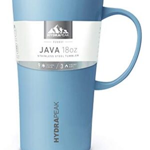 Hydrapeak JAVA 18oz Double Vacuum Insulated Coffee Mug. Stainless Steel Travel Mug, Tumbler Coffee Cup with Lid and Integrated Handle (Cloud)