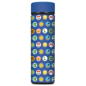 super mario, mario/luigi icons, vacuum insulated stainless steel sport water bottle, leak proof, wide mouth, 17 oz, 500 ml