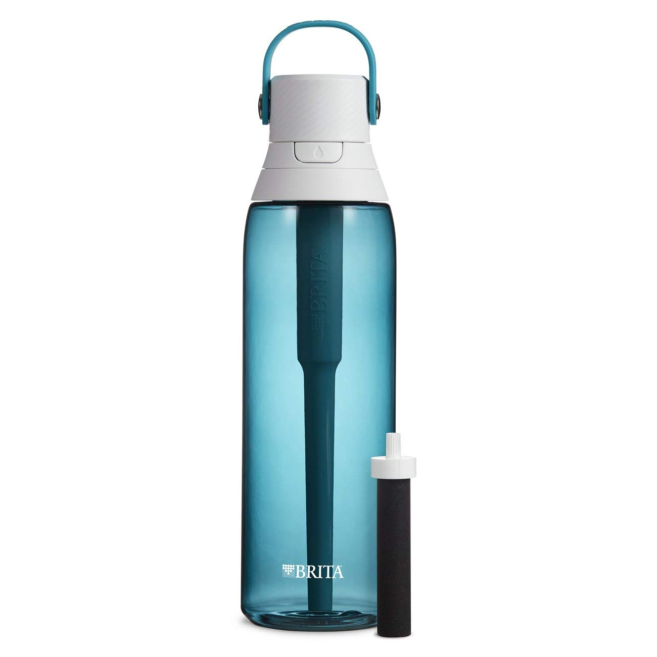 Brita Insulated Filtered Water Bottle with Straw, Reusable, BPA Free Plastic, Night Sky, 26 Ounce & Insulated Filtered Water Bottle with Straw, Reusable, BPA Free Plastic, Sea Glass, 26 Ounce