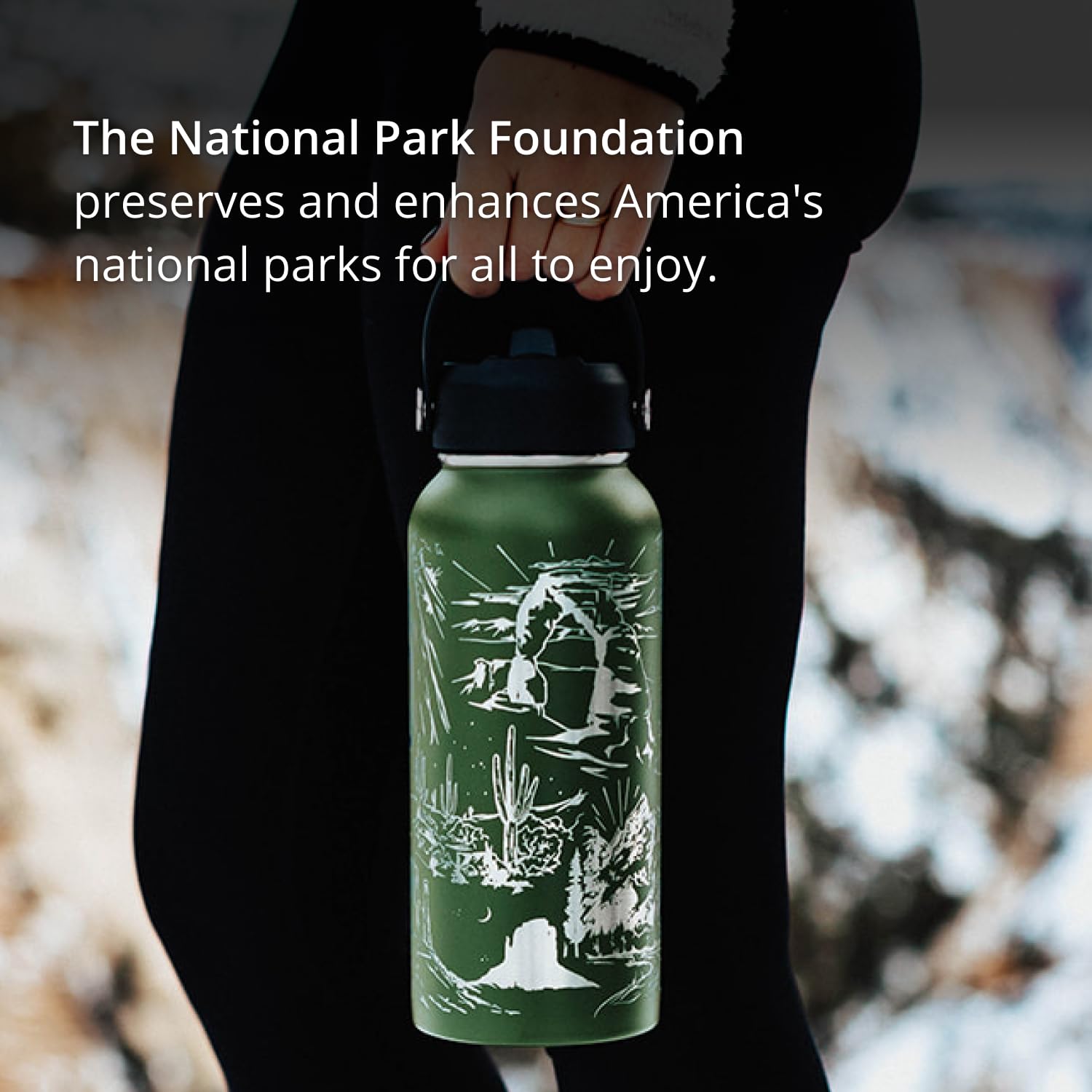 Helping Hydros National Parks Water Bottle with Straw Lid | 32 oz Engraved Stainless Steel Insulated with Strap | National Parks Themed