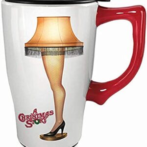 Spoontiques - 12815 Spoontiques A Christmas Story Leg Lamp Ceramic Travel Mug, 18 ounces, White