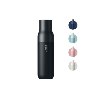 larq bottle twist top 17oz - insulated stainless steel water bottle | thermos, bpa free | reusable water bottle for camping, office, and travel | keep drinks cold and hot, obsidian black