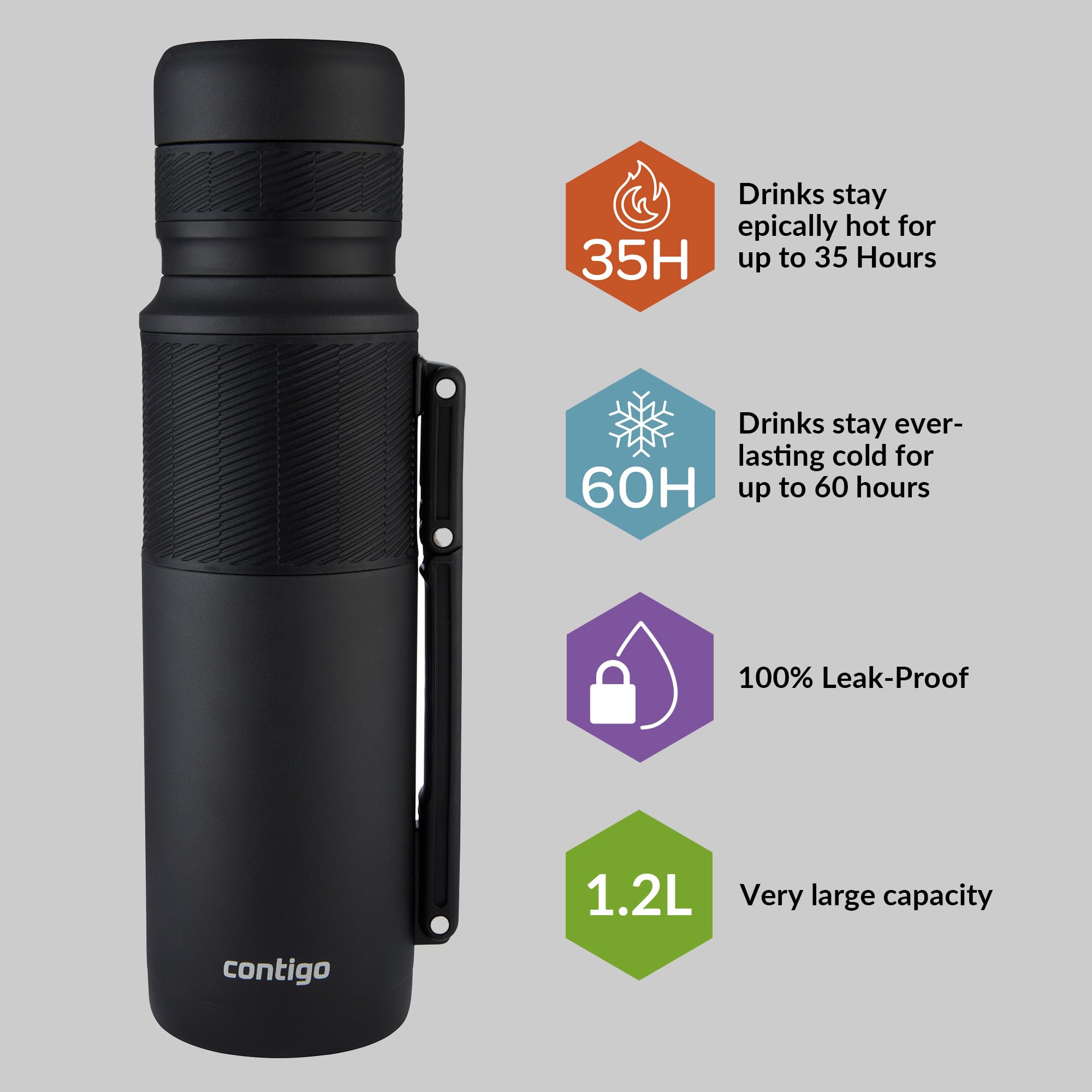 Contigo Thermal Bottle Thermalock, Vacuum Insulated Travel Flask, Thermos Flask for Hot Drinks, up to 35h hot & 60h Cold, Leakproof Coffee Tea Bottle, Stainless Steel Travel Mug