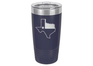 rogue river tactical funny texas flag 20 oz. stainless steel travel tumbler mug cup w/lid vacuum insulated hot or cold (blue)