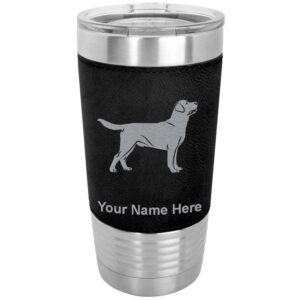 lasergram 20oz vacuum insulated tumbler mug, labrador retriever dog, personalized engraving included (faux leather, black)