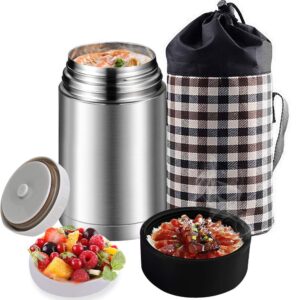flantor insulated food jar, food jar 33oz vacuum insulated stainless lunch container with bag, hot food lunch box with handle and lid, leakproof vacuum insulated soup container