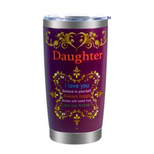 lanhong daughter gifts tumbler mug 20 oz - coffee tumbler for women - best daughter gift from mom travel coffee mug - stainless steel insulated coffee tumbler cup