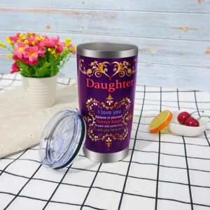 LanHong Daughter Gifts Tumbler Mug 20 oz - Coffee Tumbler for Women - Best Daughter Gift from Mom Travel Coffee Mug - Stainless Steel Insulated Coffee Tumbler Cup
