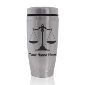 skunkwerkz commuter travel mug, law scale, personalized engraving included