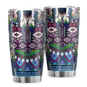 native american tumbler with flip lid stainless steel coffee cups vacuum insulated travel mug for ice drink travel mug for office coffee cups high-capacity water cups (20oz, native american)