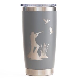 duck hunting 20oz coffee mug (gray), duck hunting accessories, insulated stainless steel travel coffee tumbler,