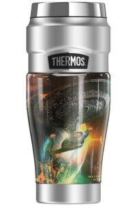 thermos star trek next generation enterprise stainless king stainless steel travel tumbler, vacuum insulated & double wall, 16oz