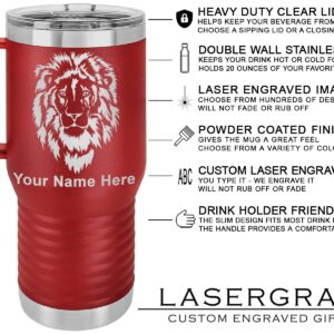 LaserGram 20oz Vacuum Insulated Travel Mug with Handle, Freemason Symbol, Personalized Engraving Included (Maroon)