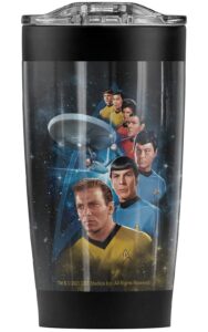 logovision star trek among the stars stainless steel tumbler 20 oz coffee travel mug/cup, vacuum insulated & double wall with leakproof sliding lid | great for hot drinks and cold beverages