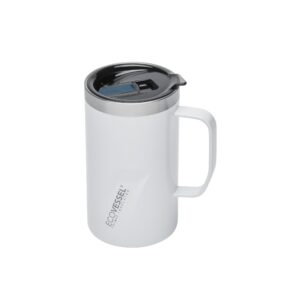 ecovessel transit stainless steel travel mug/coffee mug with slider lid & ergonomic handle, tumbler with handle insulated coffee mug - 12oz (white pearl)