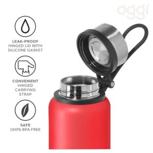 OGGI Terrain Insulated Stainless Steel Water Bottle - Large 32-Ounce Capacity, Also Suitable for Coffee & Hot Drinks, Red