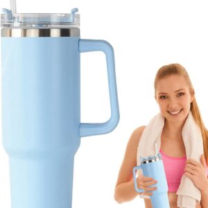 WEERSHUN Simply Modern 40 oz Tumbler Insulated Water Bottle with Straw flip Straw Tumbler Stainless steel vacuum insulated cup Cup with Handle for Women&Men Free Cleaning Tools Denim Blue