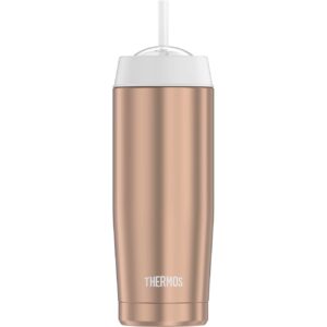 thermos 18-ounce vacuum insulated cold cup with straw (rose gold)