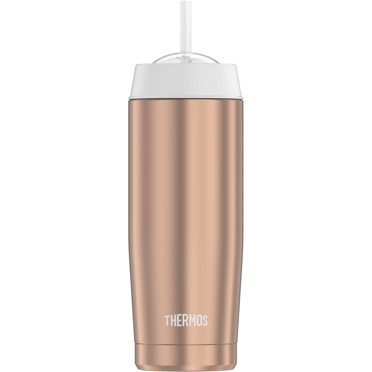 Thermos 18-Ounce Vacuum Insulated Cold Cup with Straw (Rose Gold)