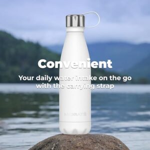 HYDRATE Super Insulated Stainless Steel Water Bottle - 500ml - Polar White - Bpa Free Metal Water Bottle, Drinking Hot Water Thermos, Reusable Water Bottle - 24 Hours Cold & 12 Hours Hot