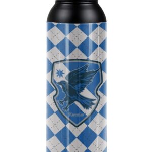 Harry Potter OFFICIAL Ravenclaw Plaid Sigil 24 oz Insulated Canteen Water Bottle, Leak Resistant, Vacuum Insulated Stainless Steel with Loop Cap, Black