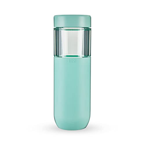 HOST Freeze Double Walled Insulated Water Bottle Freezer Tumbler with Active Cooling Gel Stainless Steel Lid and Silicone Grip, Set of 1 20 Oz Plastic Bottle, Mint